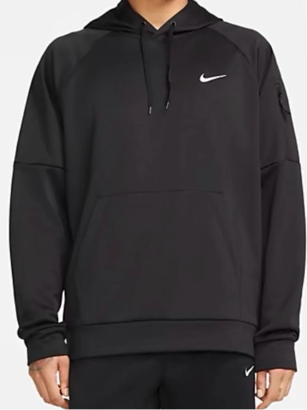Nike Men’s Black Performance Pullover Hoodie with White Swoosh